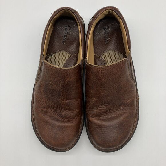 Cabelas Leather Loafers Womens 8.5 M Brown Slip On Clog Comfort Casual Shoes - Picture 3 of 11